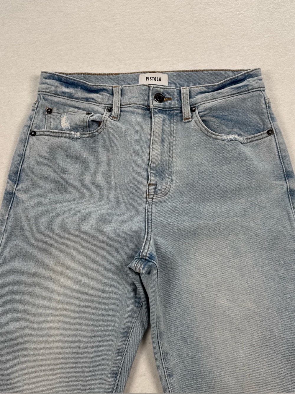 Pistola Lennon High Rise Cropped Boot Cut Jeans Womens 29 Raw Hem Lt Wash Ankle - Picture 3 of 7
